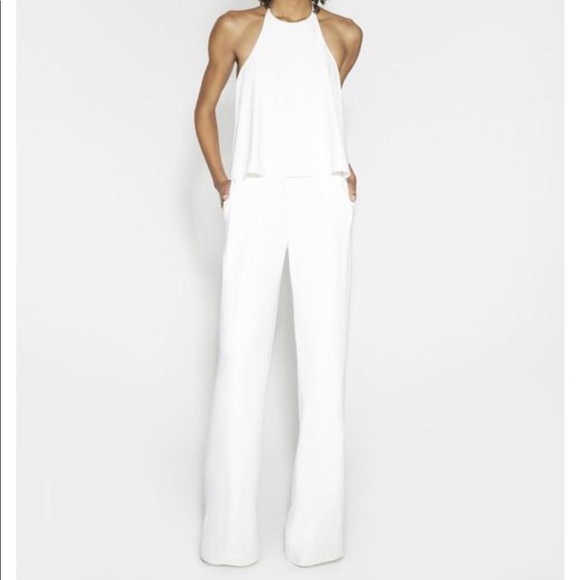 halston heritage white jumpsuit